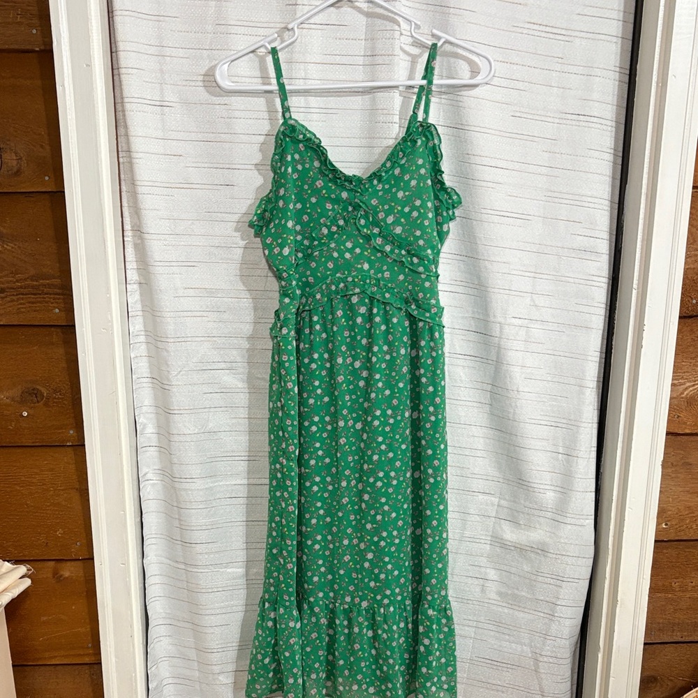 No Boundaries Green Floral Maxi Dress